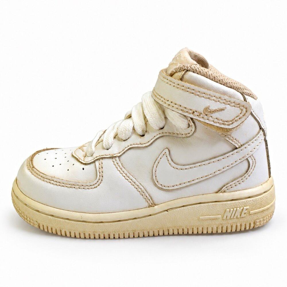 Nike Air Force 1 Mid TD Triple White Toddler Size 7C Sneakers 314197-113